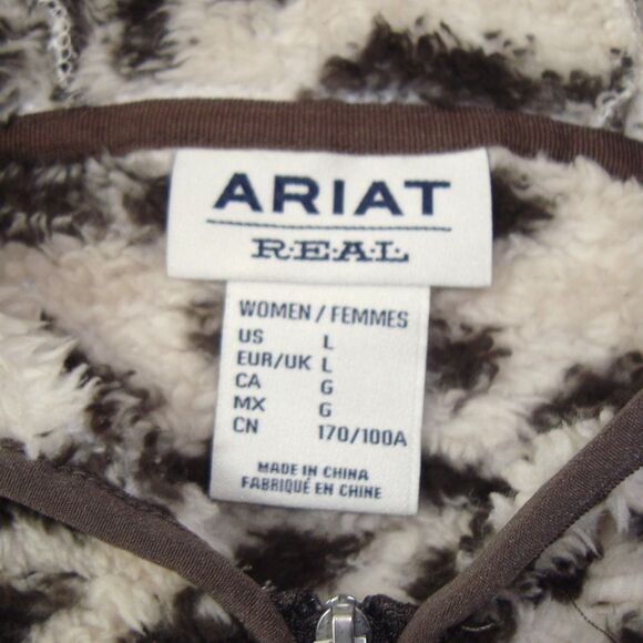 Ariat REAL Berber 1/2 Zip Southwest Aztec Print Hooded Sweatshirt Women's Size L - Picture 2 of 11